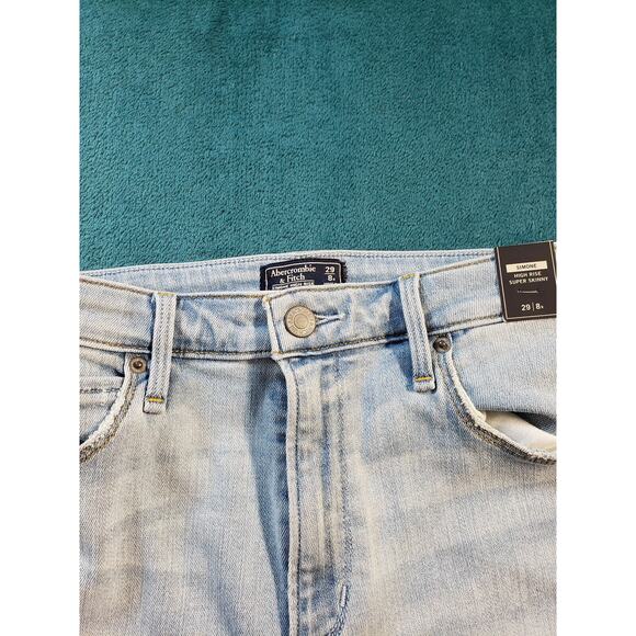 Abercrombie & Fitch Jeans Sz 8 Womens Blue Stretch Fray Hem Simone Skinny NWT - Picture 8 of 15